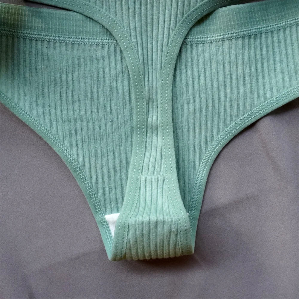 Pack de 3 Tangas de Algodón Acanalado | Ropa Interior Sin Costuras Deportiva