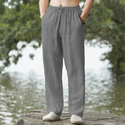 Pantalón Casual de Lino y Algodón – Estilo Holgado Meditativo / Playero