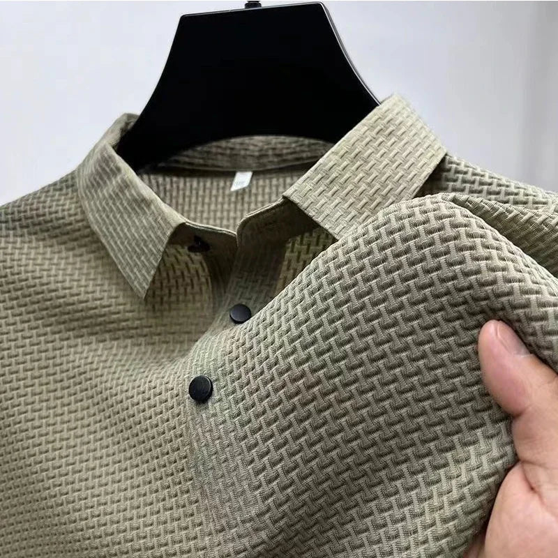 Polo Elegante Texturizado de Manga Corta – Colección Premium