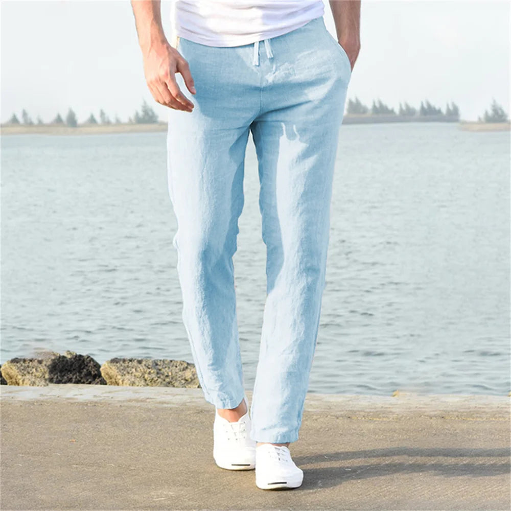 Pantalón de Lino "Oasis" – Cintura Elástica con Cordón Ajustable