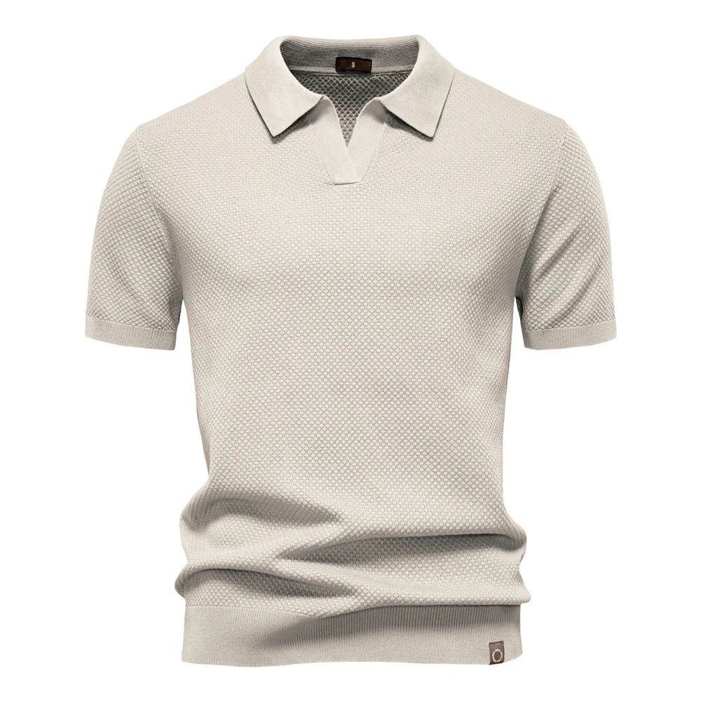 Polo de Punto Texturizado Monaco – Cuello Abierto en V