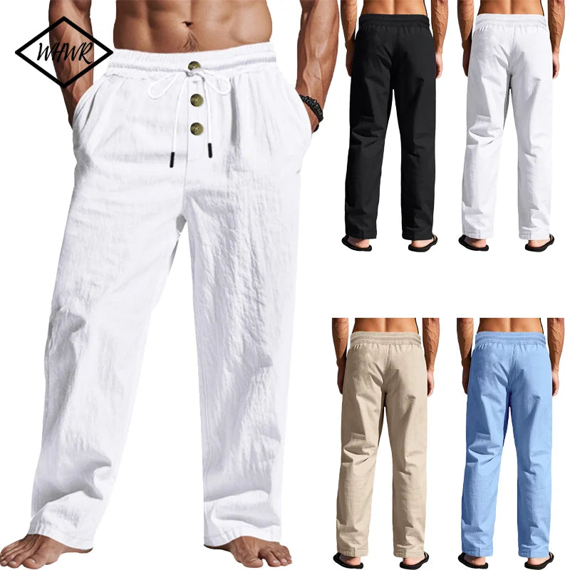 Pantalón de Lino Transpirable "Costa Brava" – Cintura Elástica y 3 Botones