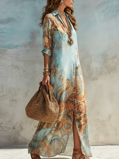 Vestido camisero estilo mediterráneo