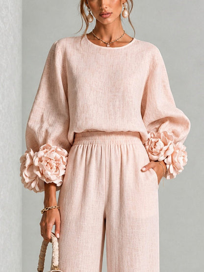 Rosa | Conjunto de dos piezas con puños florales