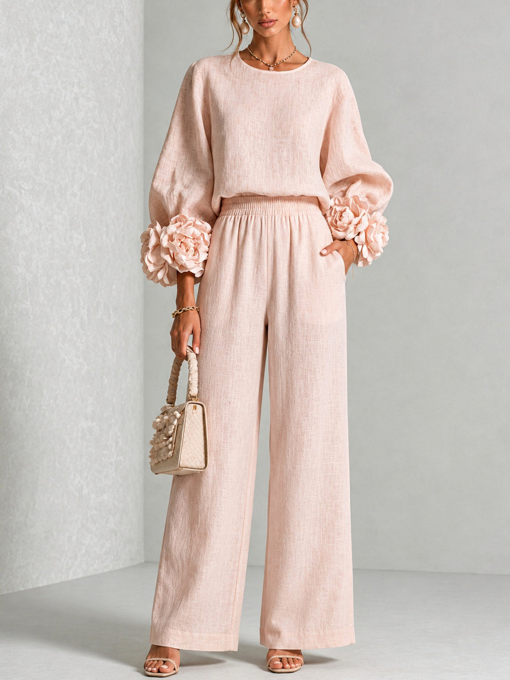 Rosa | Conjunto de dos piezas con puños florales