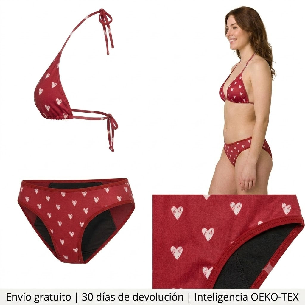 Conjunto de bikini para el periodo «Hearts» - 3 braguitas + top