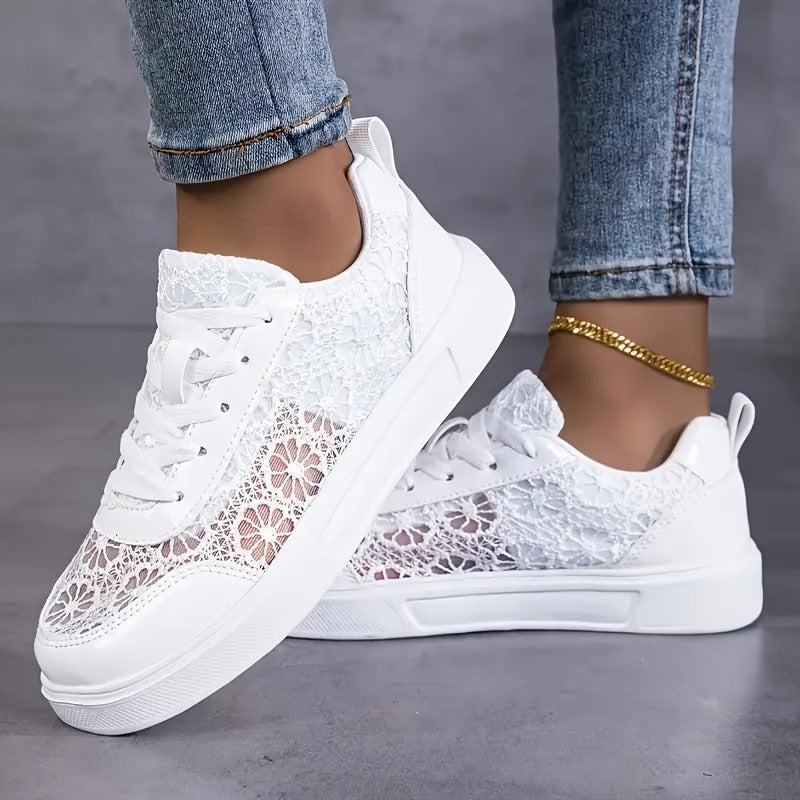 Dentelle-Zapatillas de Encaje Floral