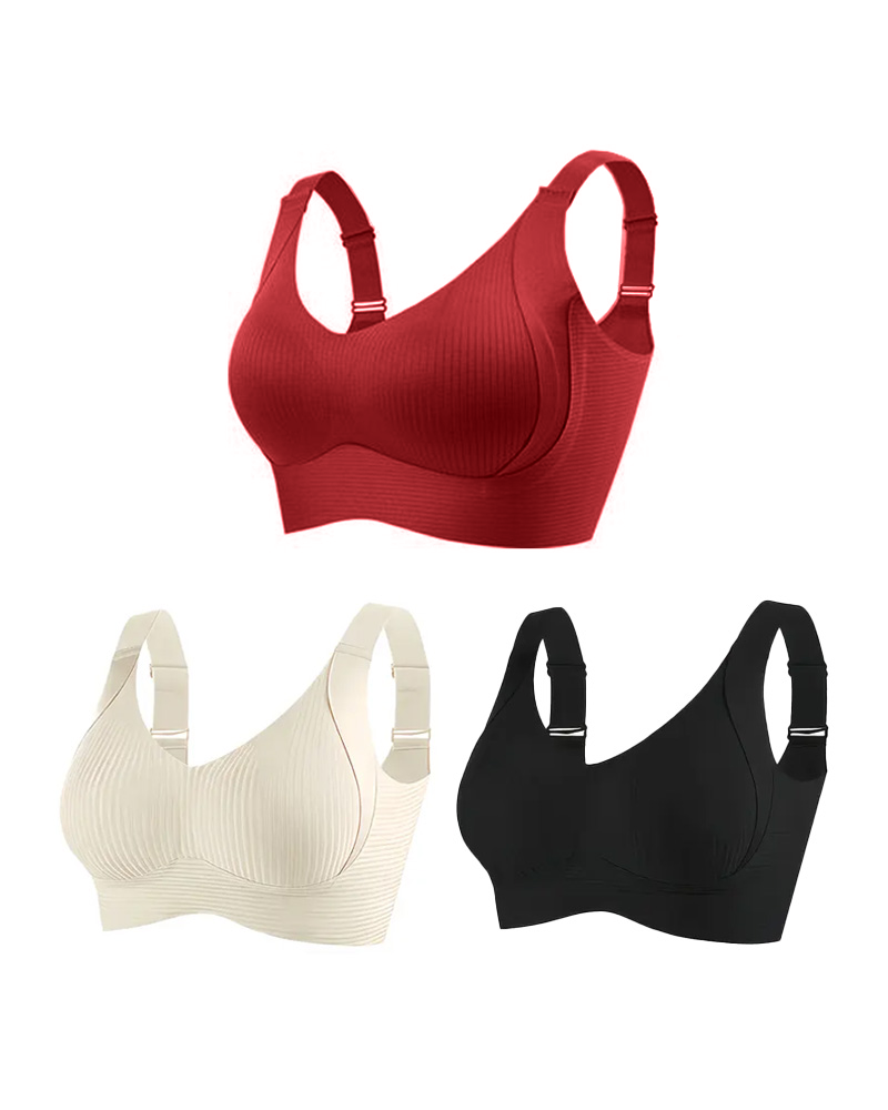 Sujetador sin aros ajustable de cuatro filas para mujer, de color liso