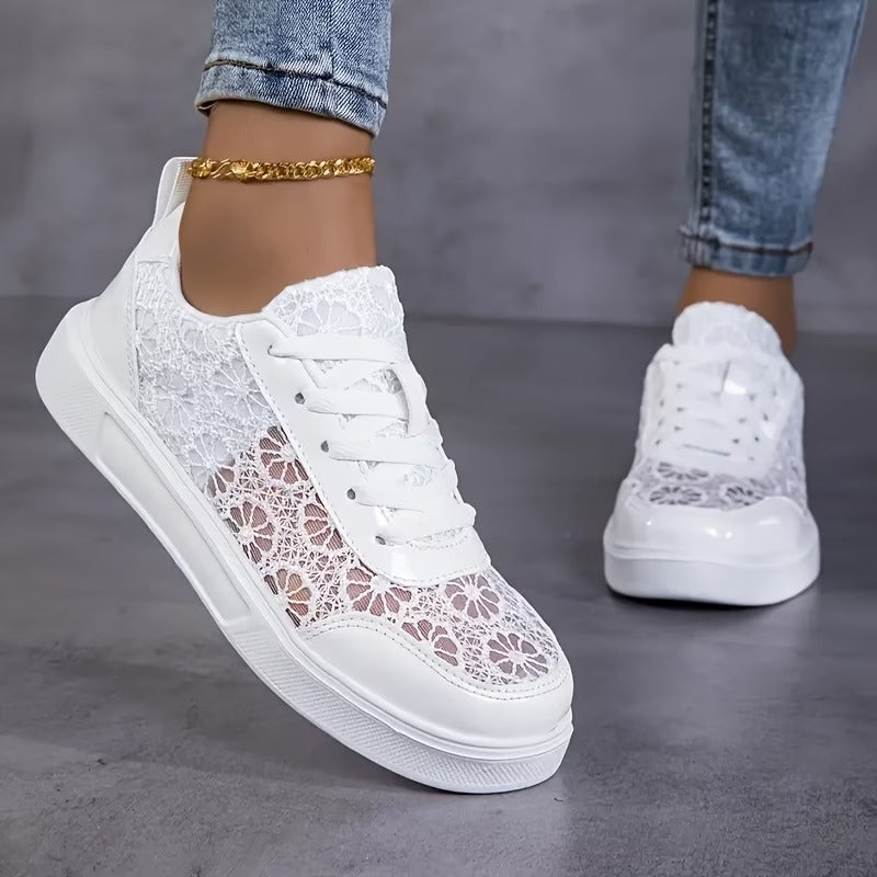 Dentelle-Zapatillas de Encaje Floral