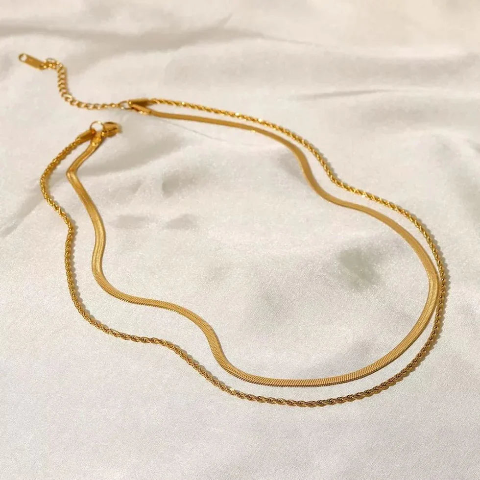 Malena | Dúo de collares bañados en oro de 18 quilates