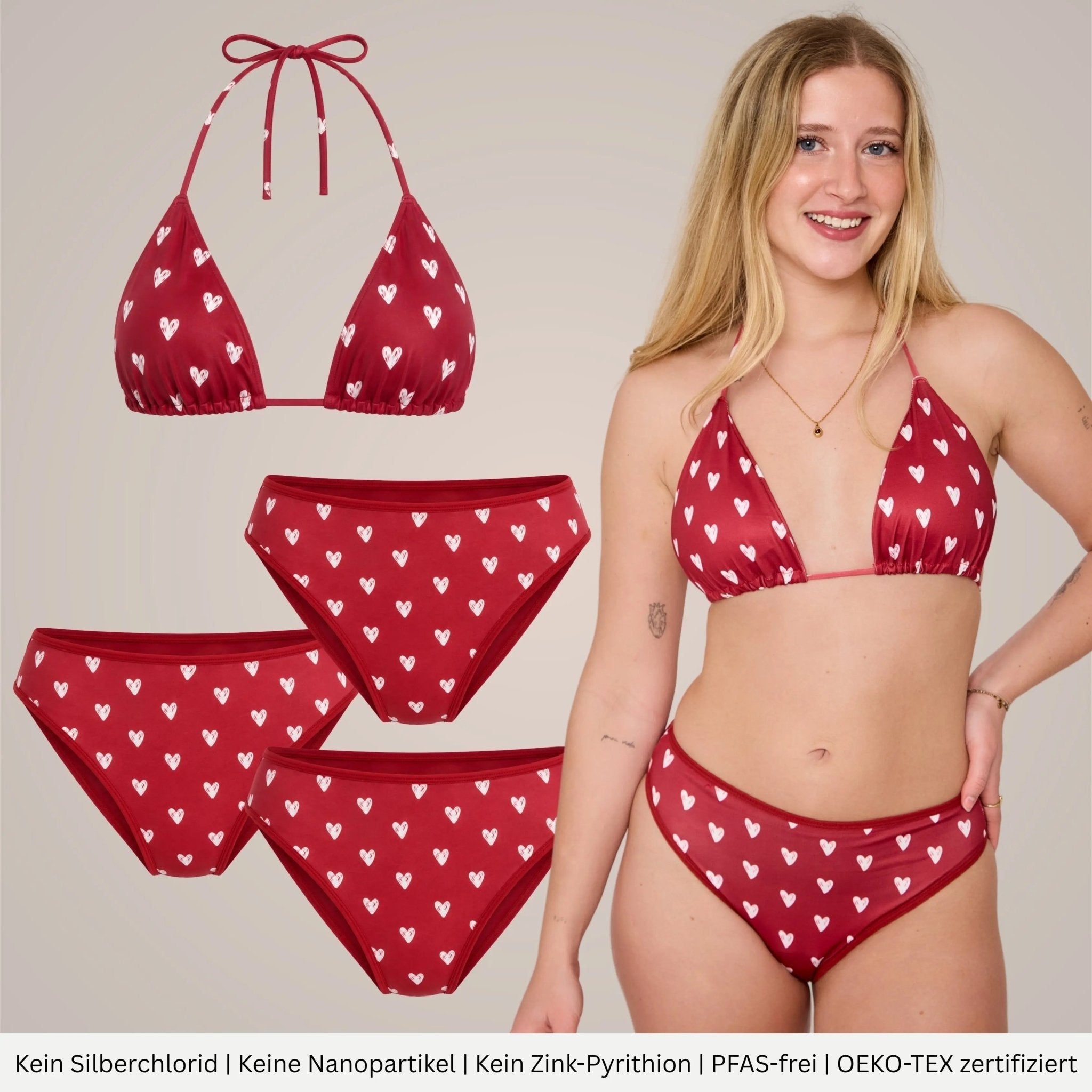 Conjunto de bikini para el periodo «Hearts» - 3 braguitas + top