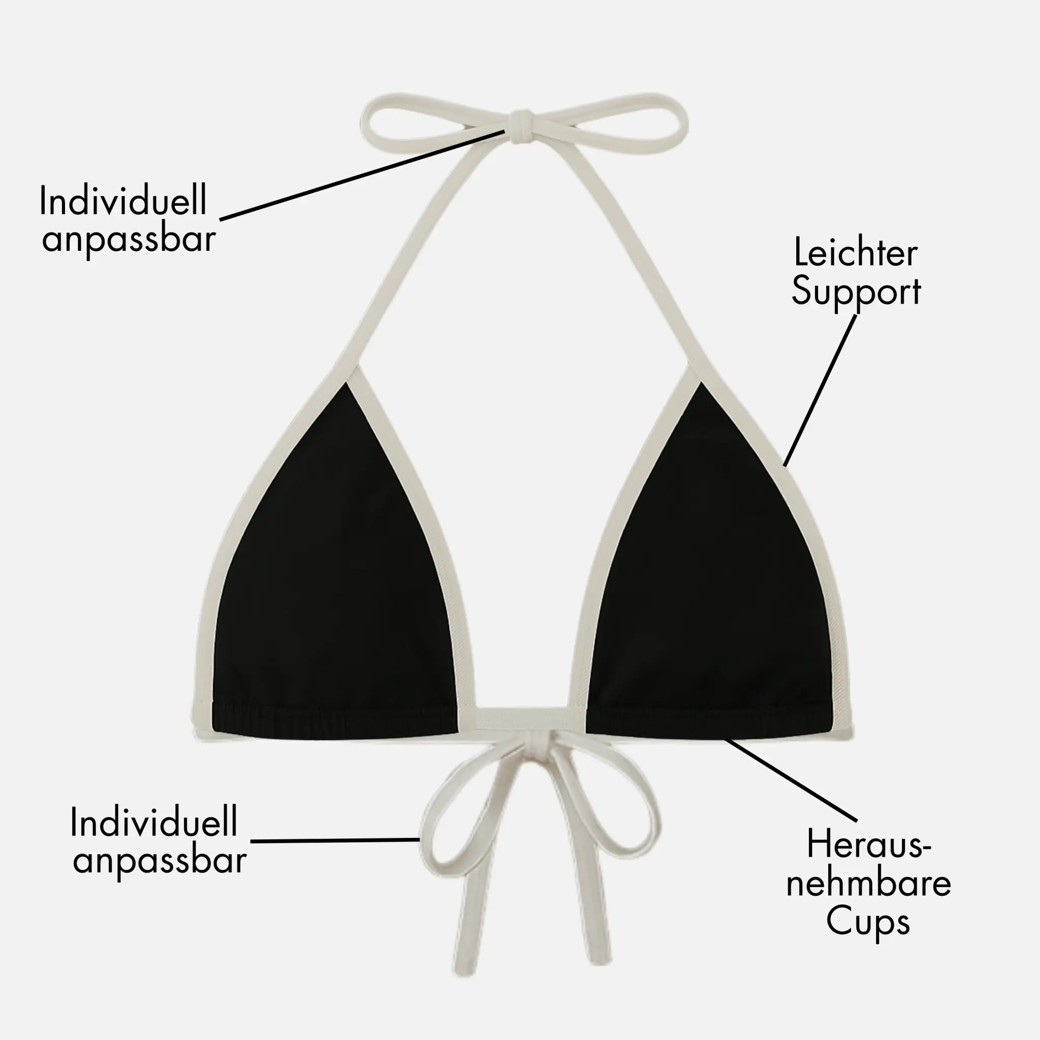 Top de bikini de dos piezas negro