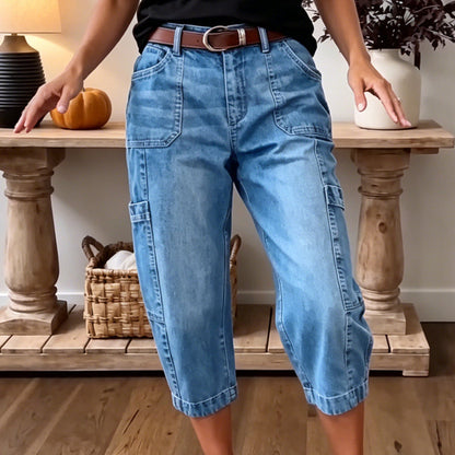 Vaqueros tobilleros, elásticos y de estilo casual para mujer