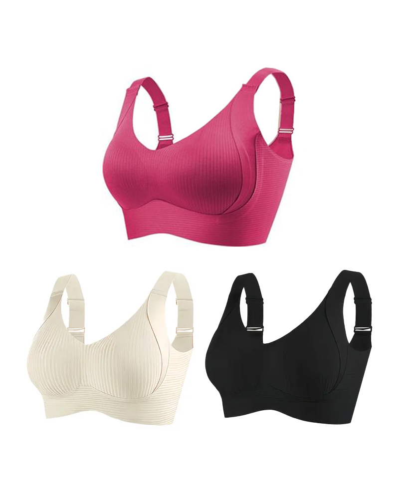 Sujetador sin aros ajustable de cuatro filas para mujer, de color liso