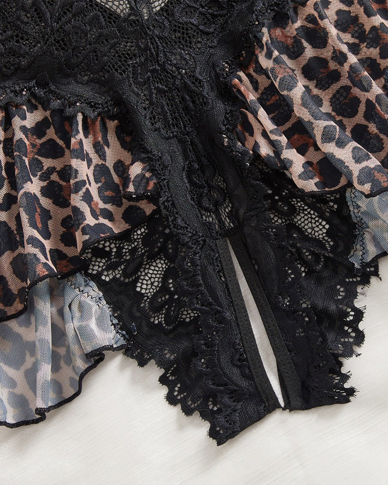Pijamas de encaje de un solo color y muy sensuales para mujer